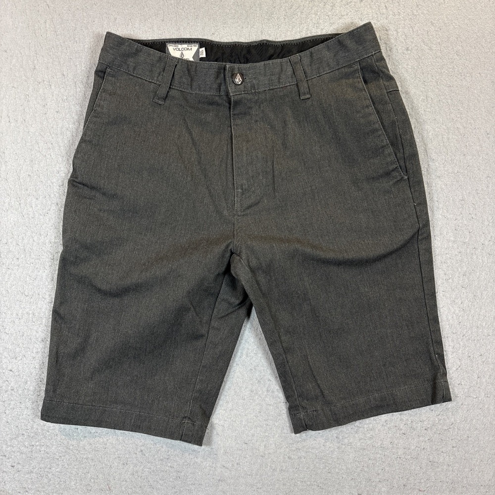 Volcom Chino Shorts Mens 28 Gray Flat Front Casual Skater Surf Carpo Class
